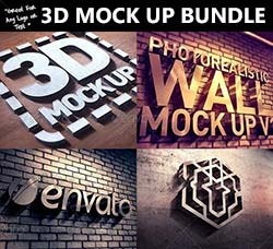 极品3D文本/标志立体展示模型：3D Mock Up Bundle